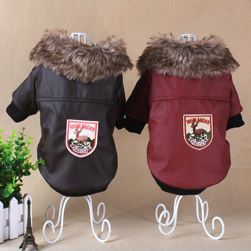 Pet Clothes Plush Leather Coat