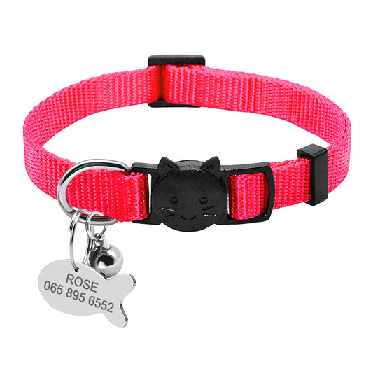 Personalized Safety Breakaway Nylon Quick Release Cat Collar ID Tag Set