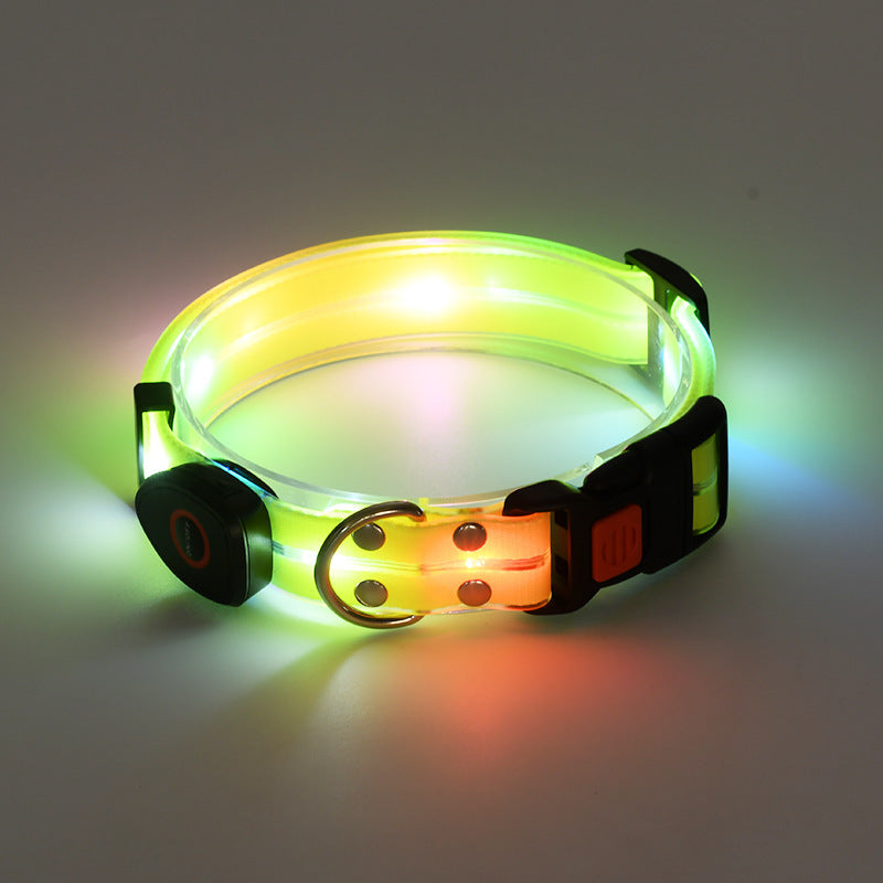 LED Luminous Collar Rechargeable Pet Collar Nylon Tow Rope