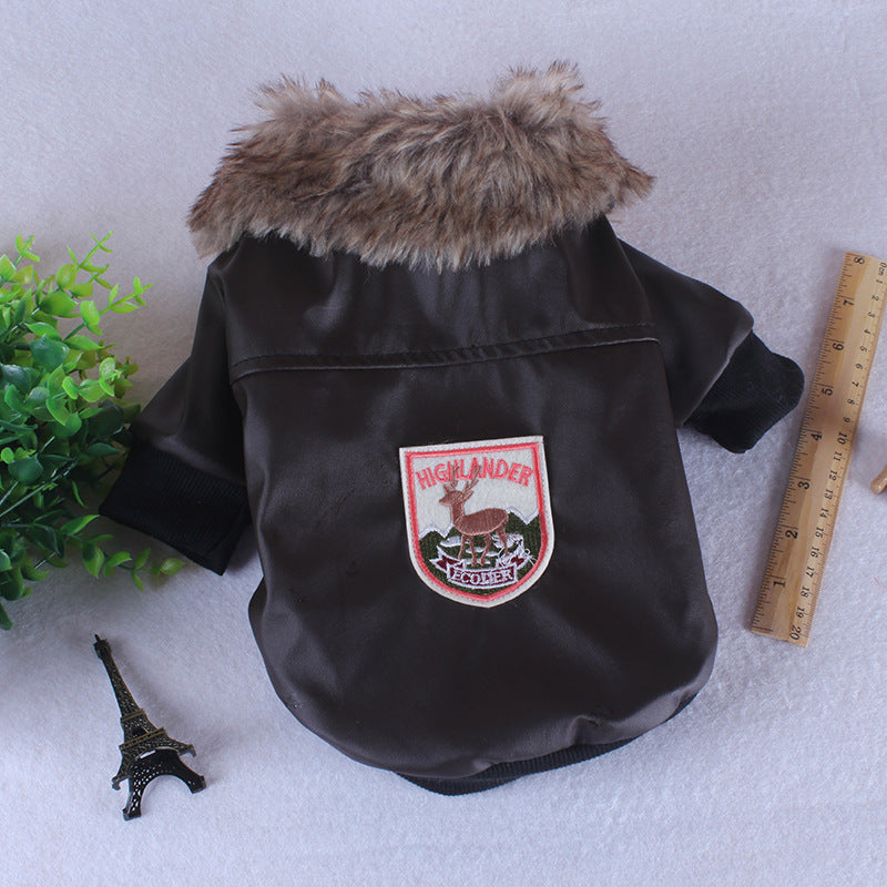 Pet Clothes Plush Leather Coat