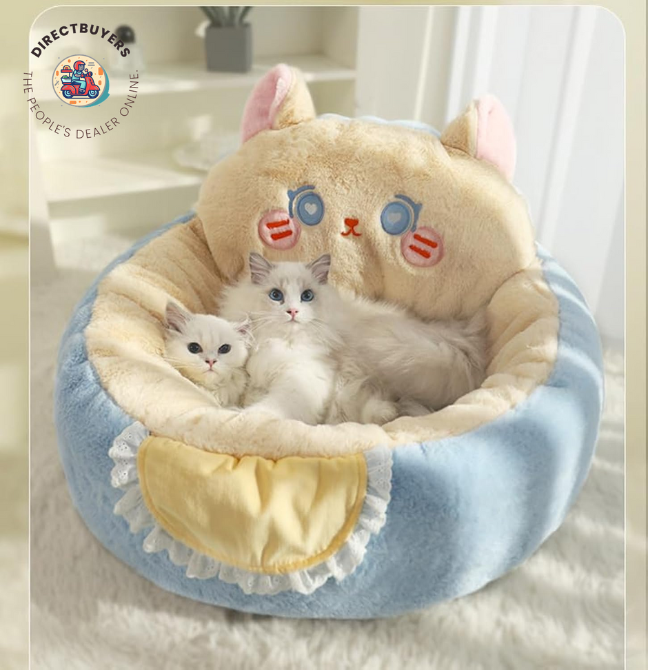 Indoor Plush Cat and Dog Bed Tent with Removable Washable Cushion - Calming Cuddle Cave for Pets